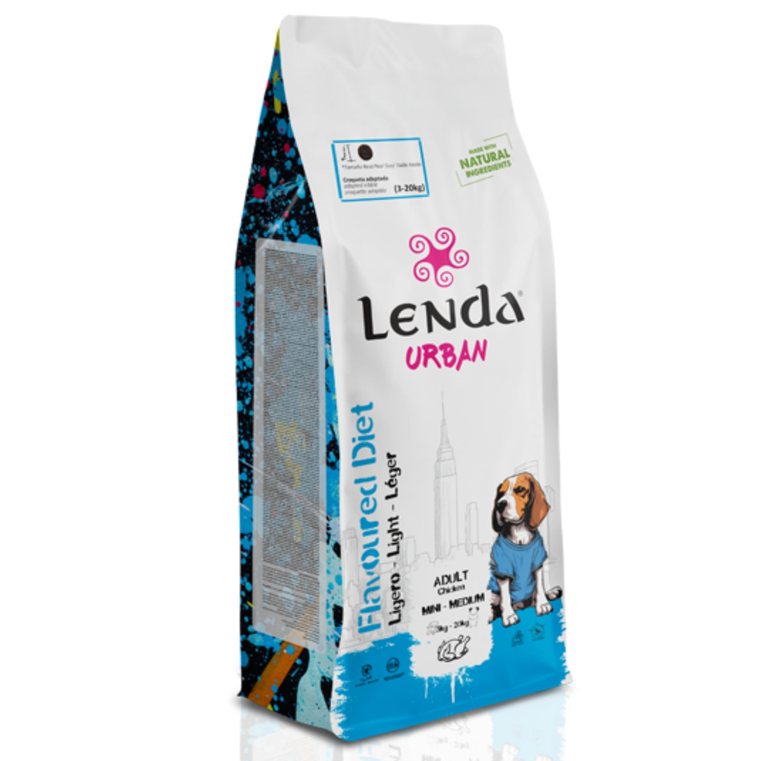 Lenda Urban Flavoured Diet - Light 10KG | Pienso Light Perros Mini-Medium (3-20 kg) | Bajo en Calorías | Comida para Perros Pequeños con Sobrepeso | Razas Pequeñas y Medianas