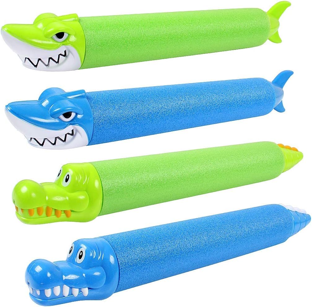 4 Packs Squirt Water Pistol，Shark Shape Super Soaker Water Guns , Summer Squirt Gun Activities