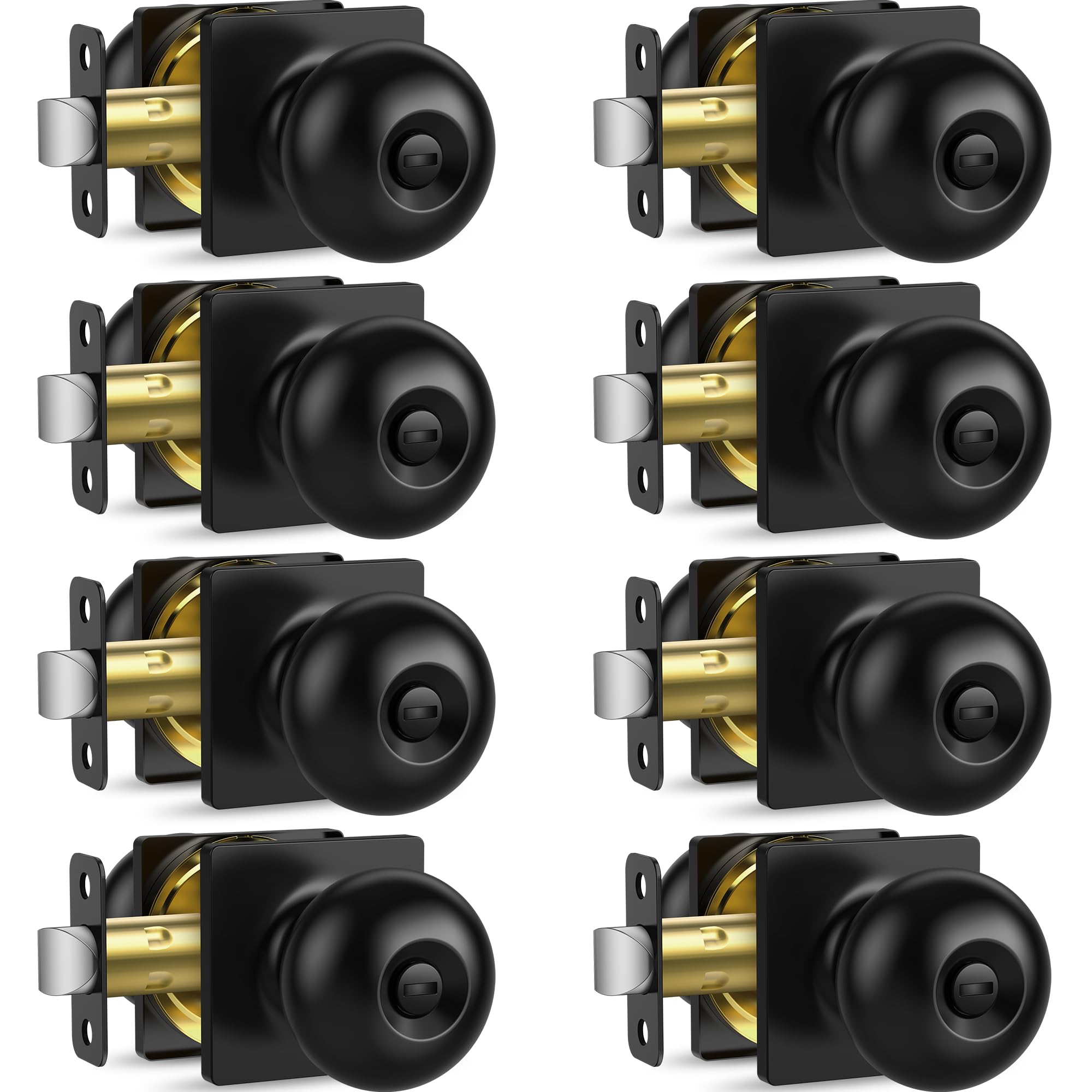 Matte Black Privacy Door Knobs - 10 Pack -11
