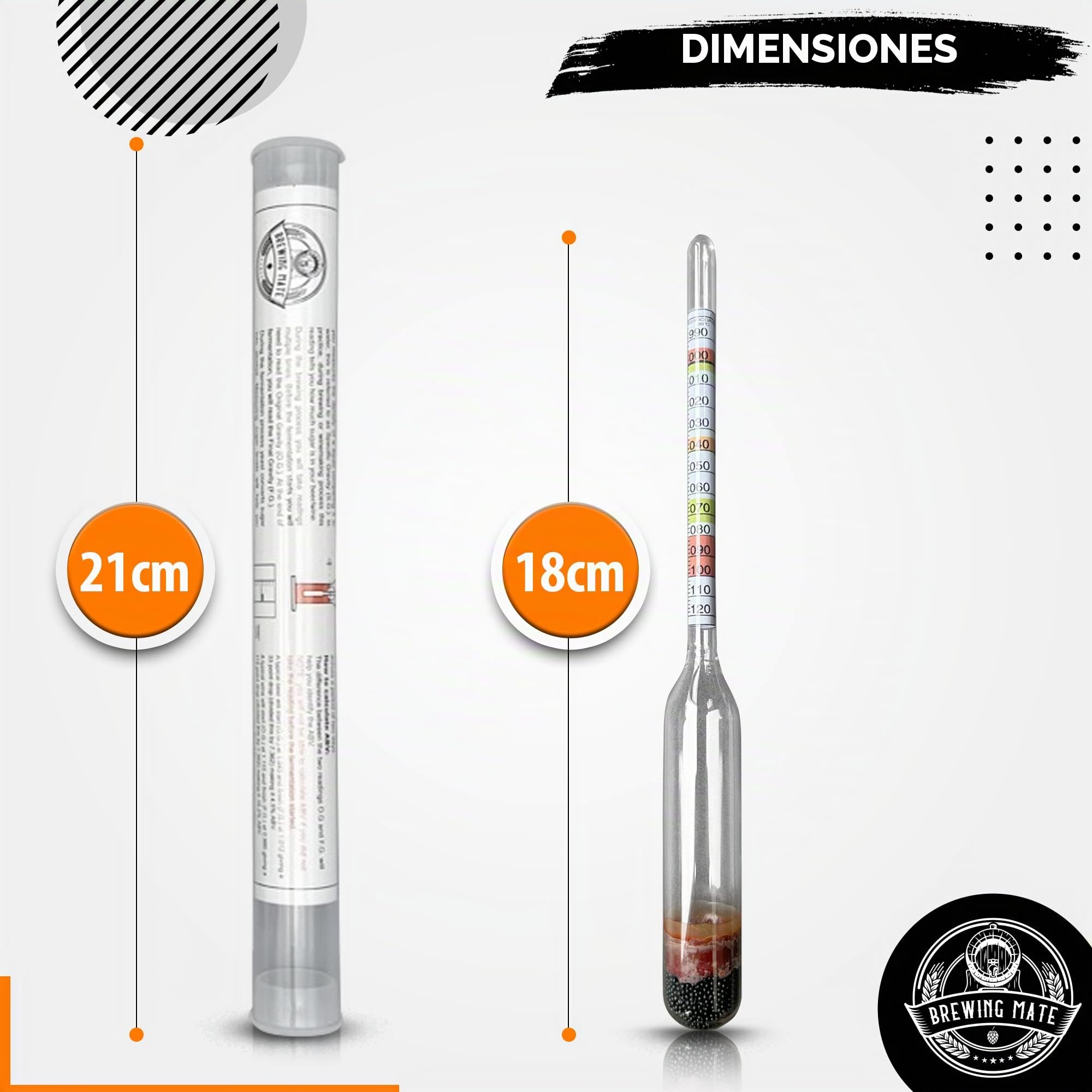 Hidrómetro casero con tarro de muestreo de 100 ml, equipo esencial de preparación casera para hacer cerveza, hacer vino y hacer sidra