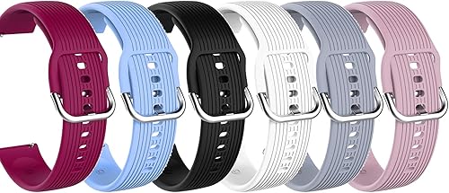 Paquete de 6 correas deportivas compatibles con AGPTEK LW31, correas de repuesto de goma transpirables y coloridas para mujeres y hombres para