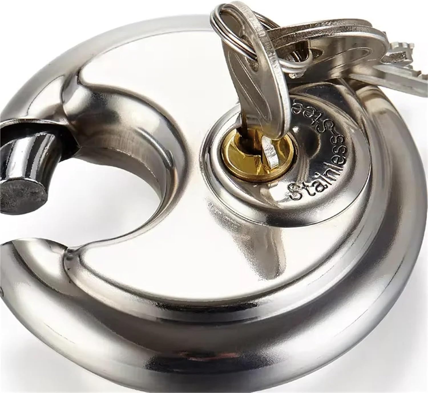 Round Padlock, Stainless Steel Lock Blade Lock, Horizontal Unlocking 1Pcs