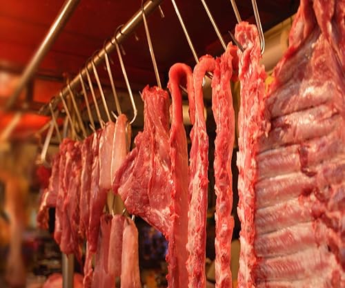 Miniatura 9 de HONSHEN 20 ganchos de carne de 5 pulgadas, gancho en S de acero inoxidable de 0.157 pulgadas para carnicero, procesamiento, colgar, pollo, caza,