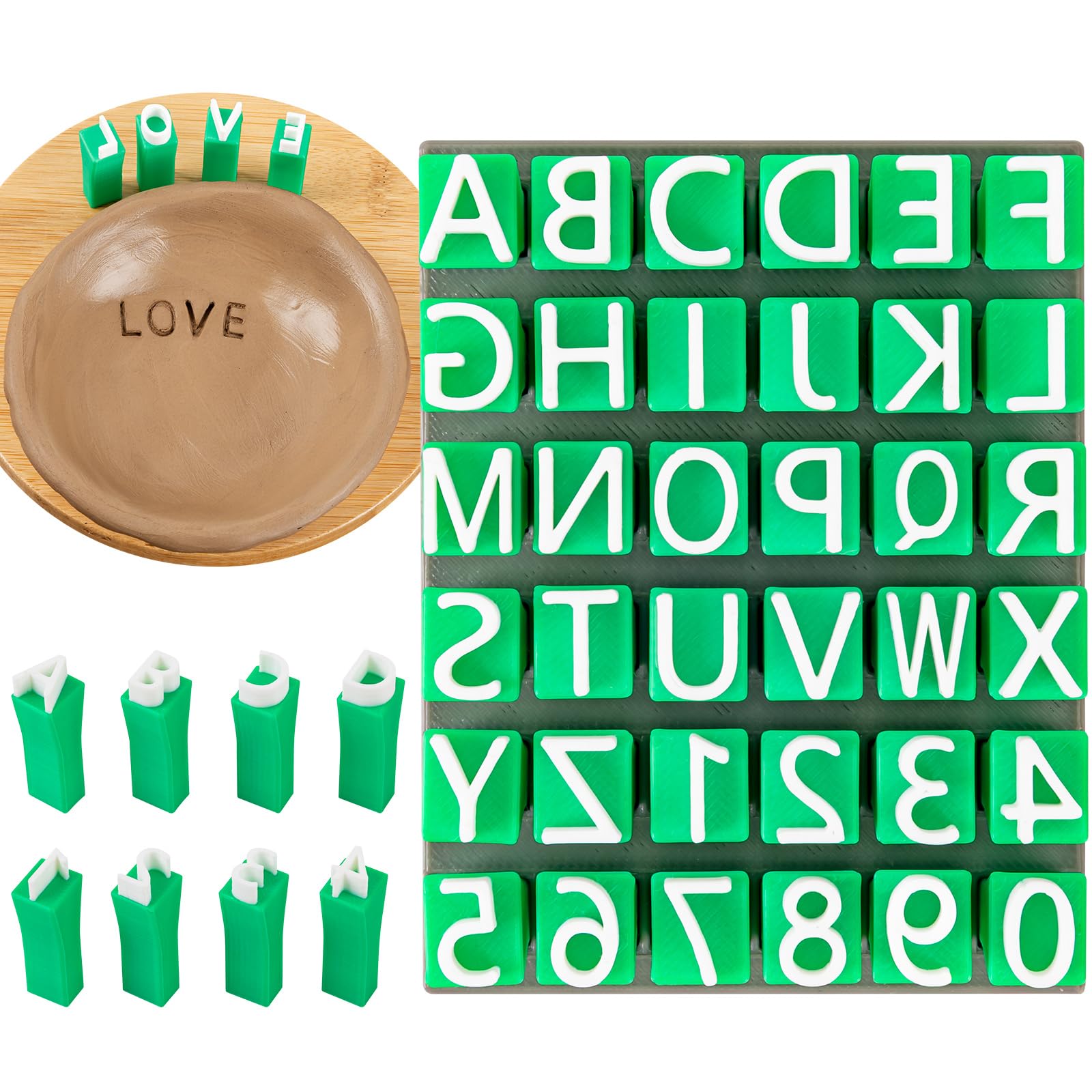 Alphabet Stamps for Clay, Letter Stamps for Polymer Clay, Mini Uppercase Alphabet and Numbers Stamps for Pottery Clay and DIY Craft (1 Set Uppercase Alphabet)