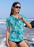 Vista 116 de BesserBay Women’s Rash Guard Shirt UPF 50+ Half Zip Short Sleeve Quick Dry Swim Shirt Swimsuit Tops