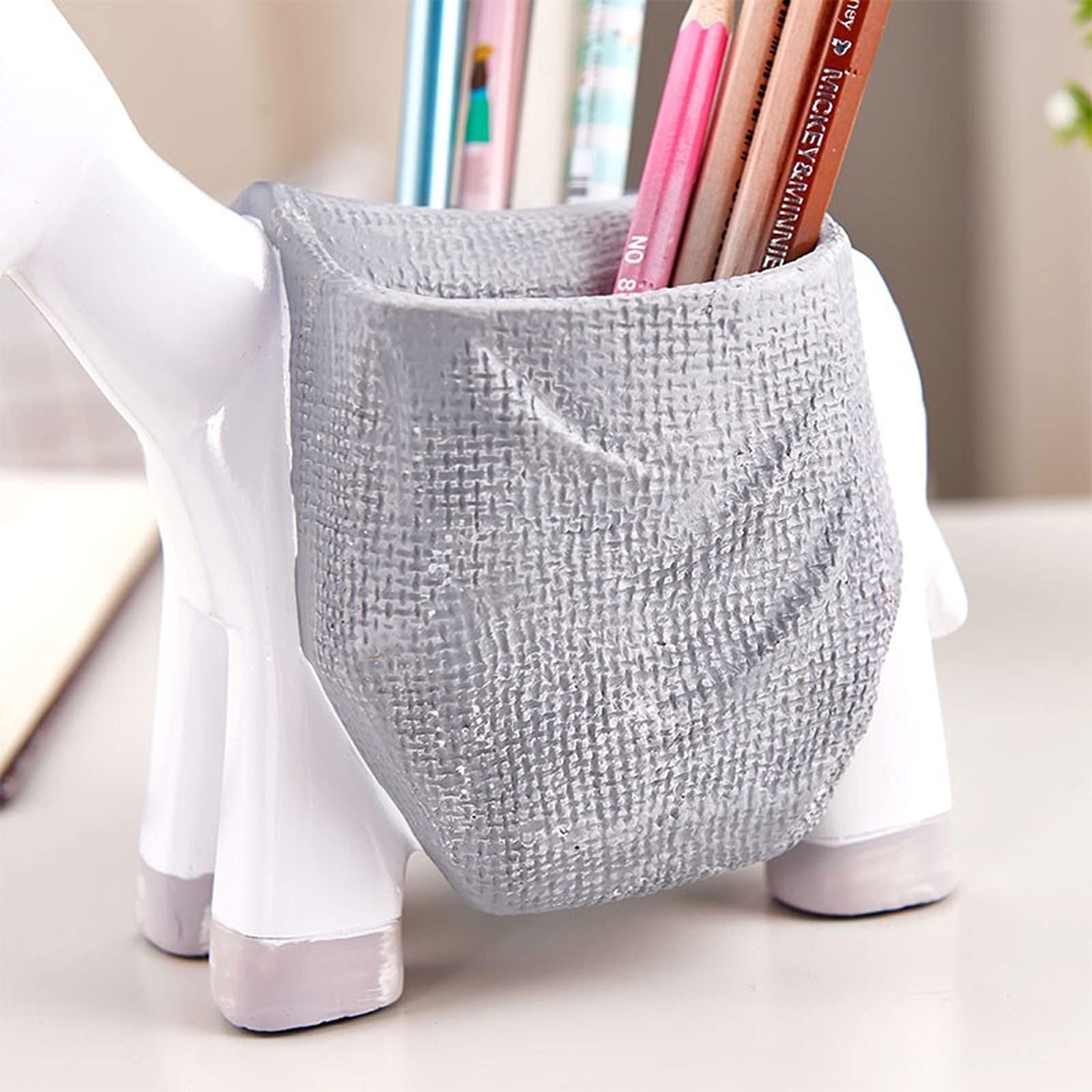 Estuche Para Lápices Lindo Pen Soporte de escritorio Pluma Organizador Lápiz Barril Creativo Pluma Titular Almacenamiento Rack Rack Oficina Casa Escuela Blanco / Marrón Accesorios De Escritorio(B)
