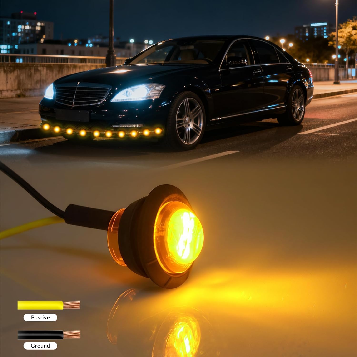 DIBMS 3/4 Inch Bullet Side Marker Light 50PCS Amber Round Clearance LED Front Rear Indicator Lights for Trailer Van Caravan Boat Truck RV Car Bus LED Backlights