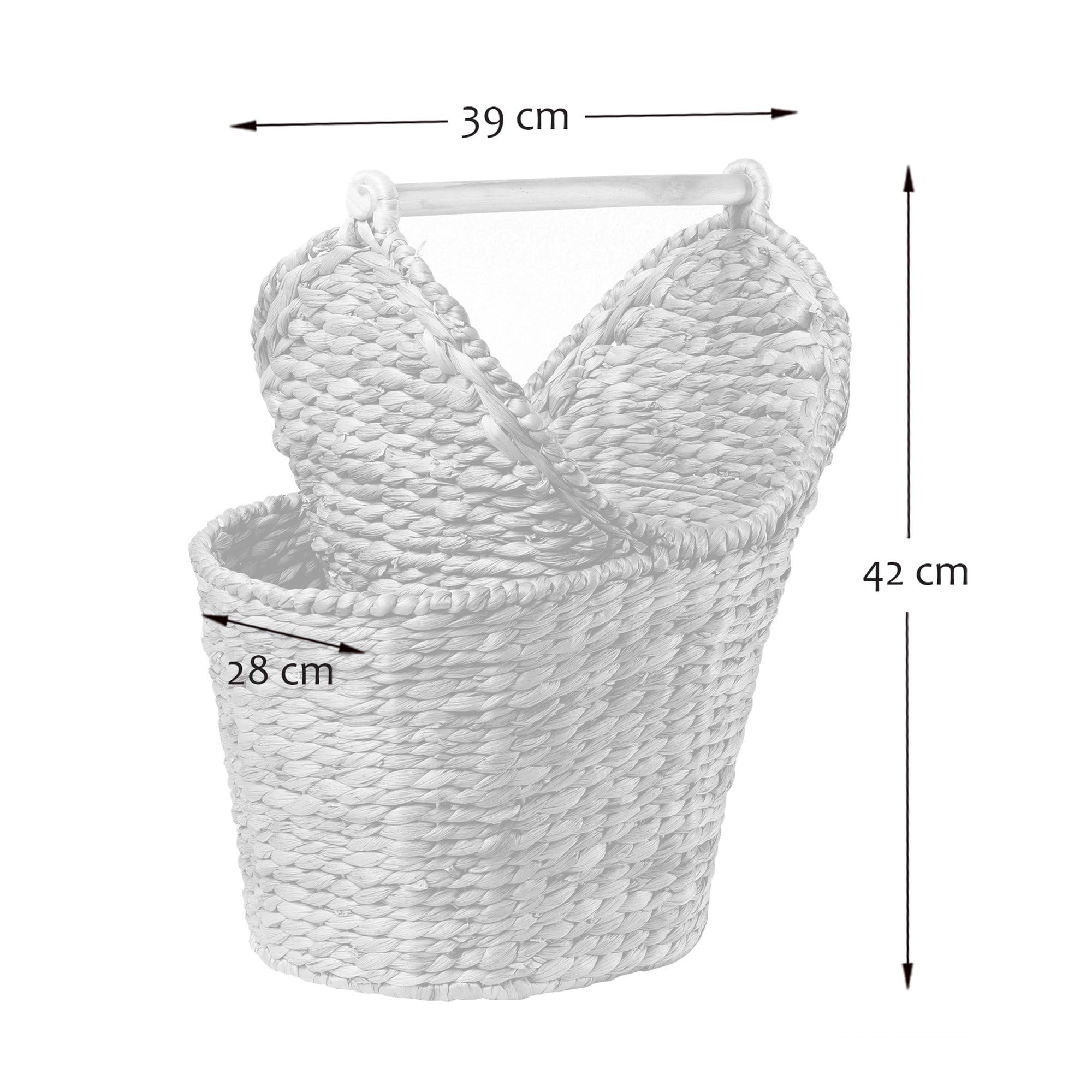 Calicosy – Panier de Rangement en Jacinthe d’Eau pour Papier Toilette – Naturel, avec Poignée – L39 x P28 x H42 cm – Rangement WC Pratique et Décoratif