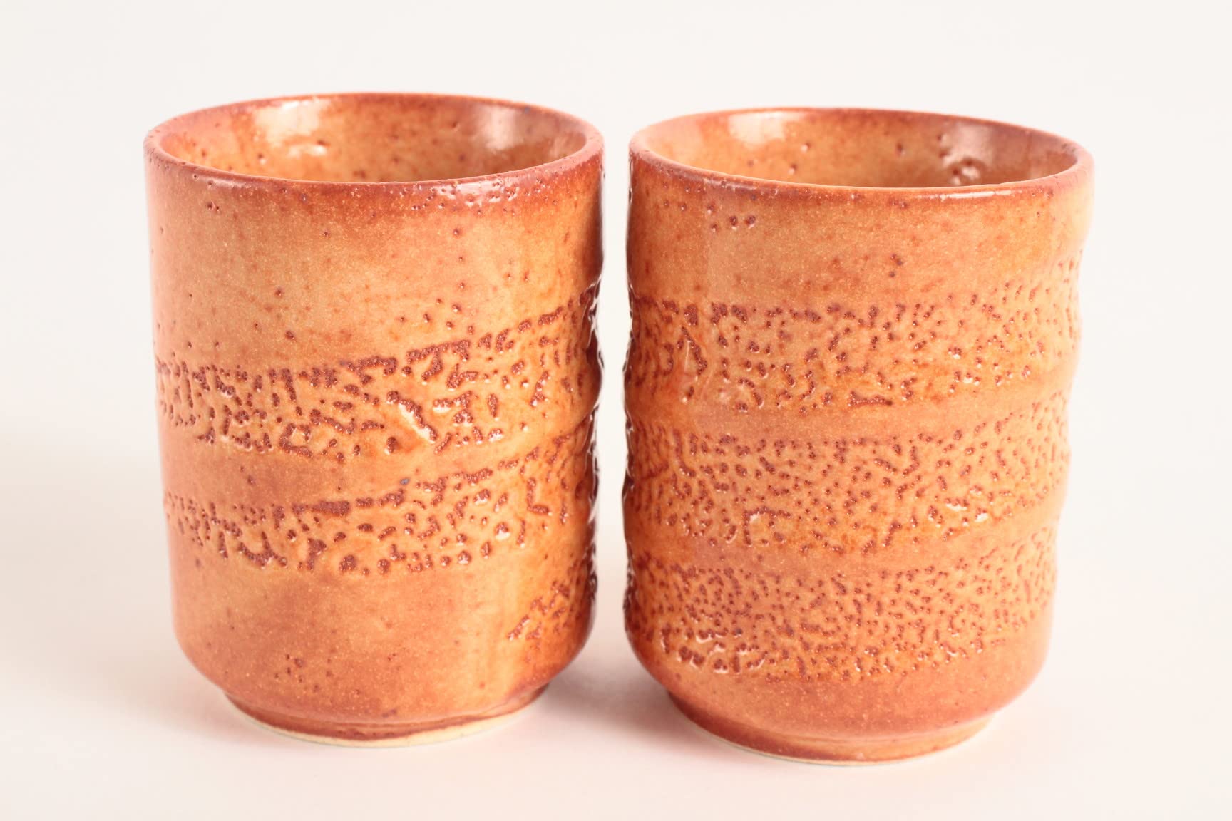 Mino Ware Yunomi Chawan Teetasse, japanische Keramik, kurz, klein, hergestellt in Japan (Japan Import) (Akashino Orange) SZY104
