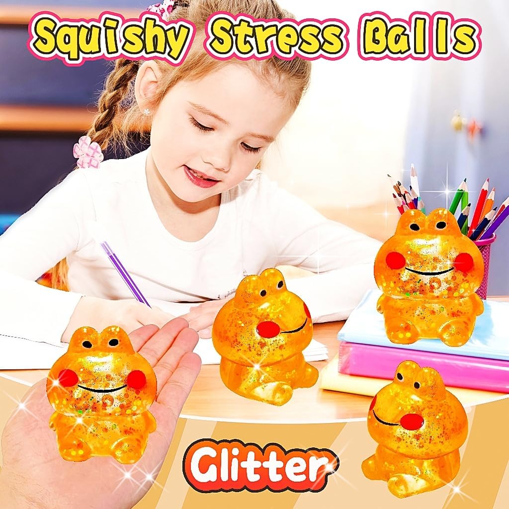 1Pcs Squishy Frog Stress Balls Frog Stretchy Squish Ball, Sensory Squeeze Fidget Toys Stress Relief Balls for Kids Adults Squeeze Squishy Toys for Anxiety Relief Gifts for Kids (Orange) - Image 5