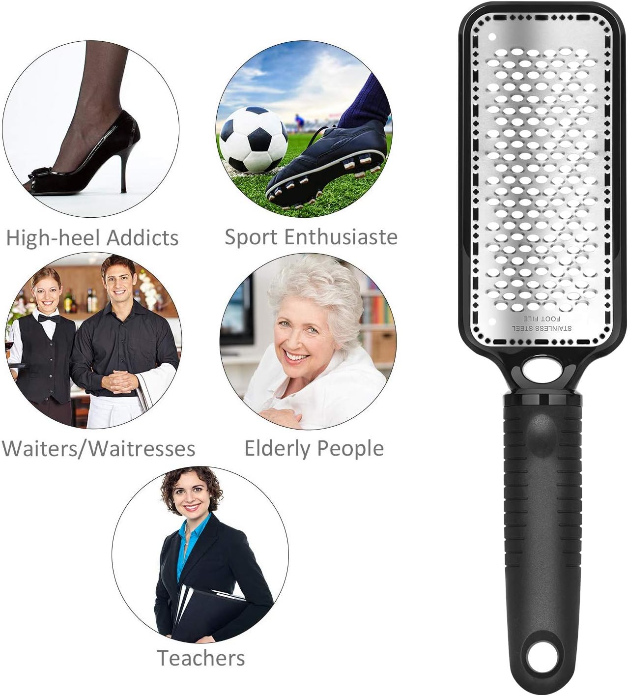 Pedicure Foot File Foot Grater - Ejiubas Callous Remover File Foot Rasp Colossal Foot Scrubber Stainless Steel Feet File Callus Remover Tool for Dry and Wet Feet