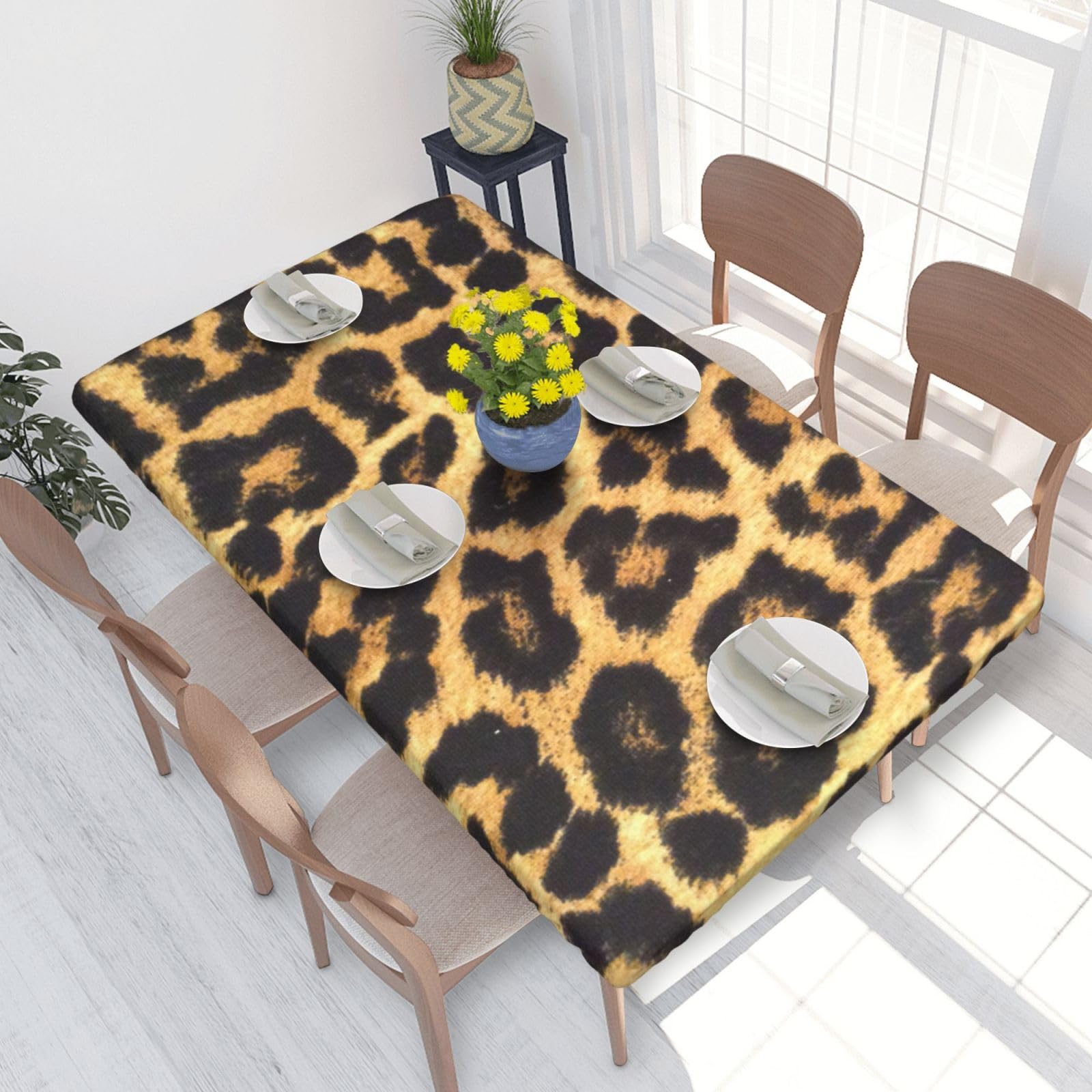 BNVSADC Leopard Print Printed 4FT Tablecloth 122x76 CM Polyester Kitchen Water Resistant Table Cloth Dining Table Decoration Table Covers