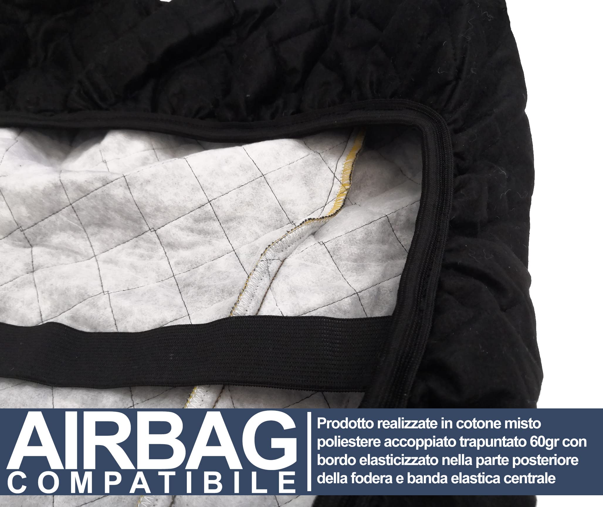 Juego De Fundas Universales Para Asientos Delanteros | Lupex Made In Italy | Algodón Liso O Acolchado | Para Coches Medianos Y Furgonetas