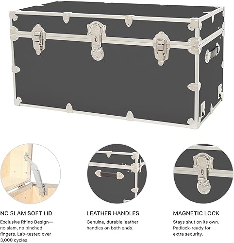 Miniatura 55 de Rhino Trunk & Case Baúl XXL de vinilo en relieve de cuero, cofre universitario, almacenamiento en el hogar, asiento de dormitorio, reposapiés de