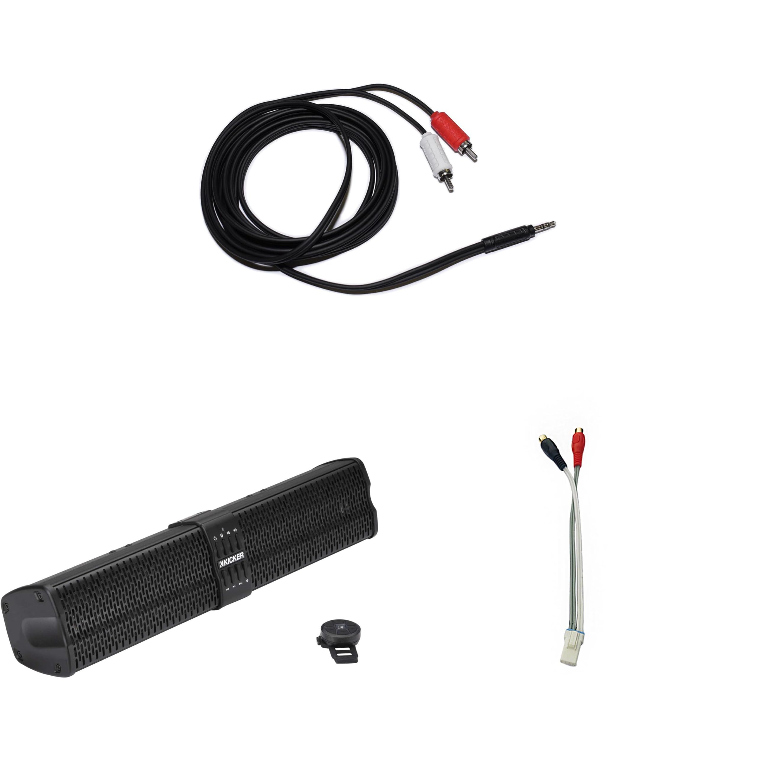 Kicker PowerBar 47KPB1 6 Speaker Amplified Sound Bar & Non-Ride Command RCA Adapter