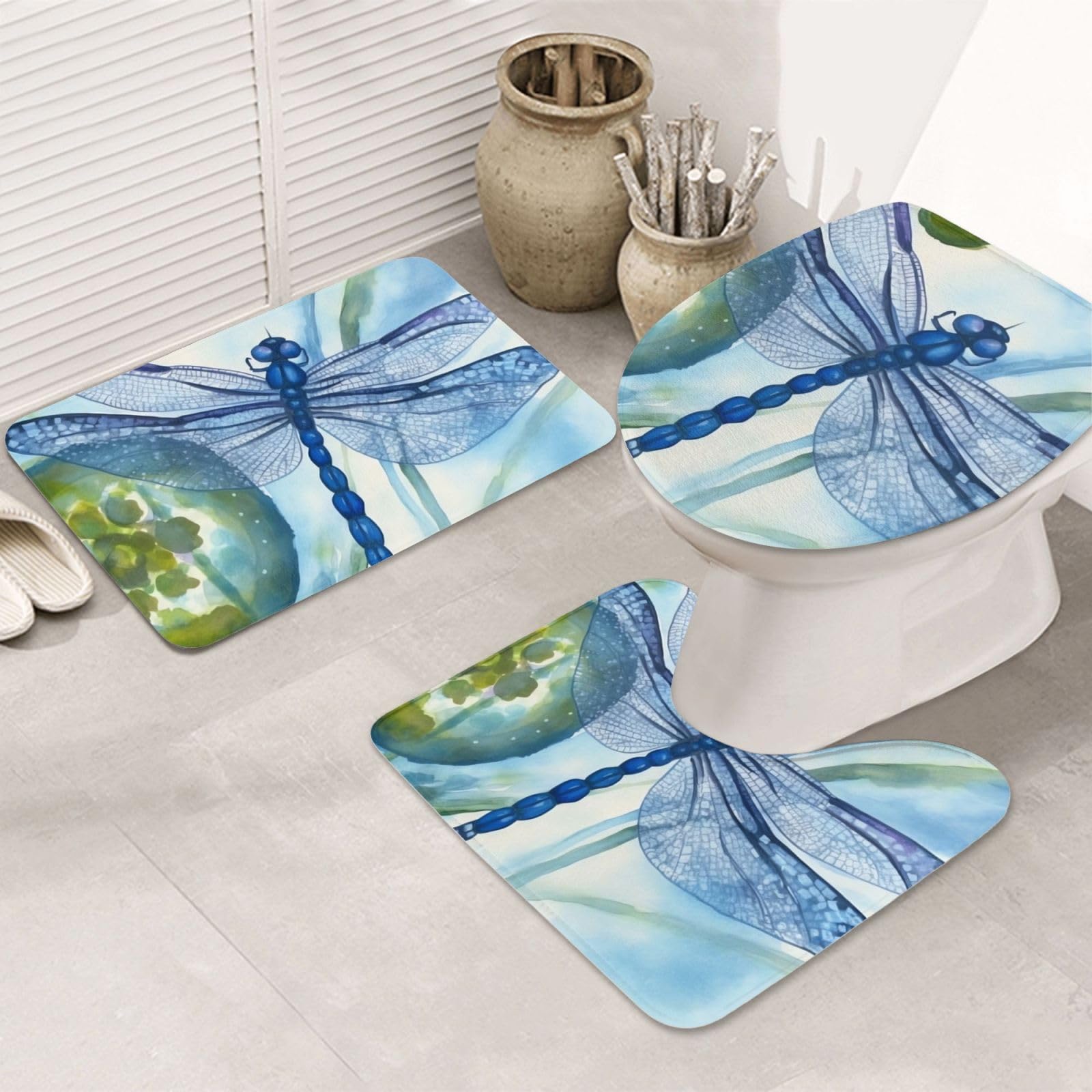 Tapis de bain antidérapant en microfibre absorbante et lavable lot de 3