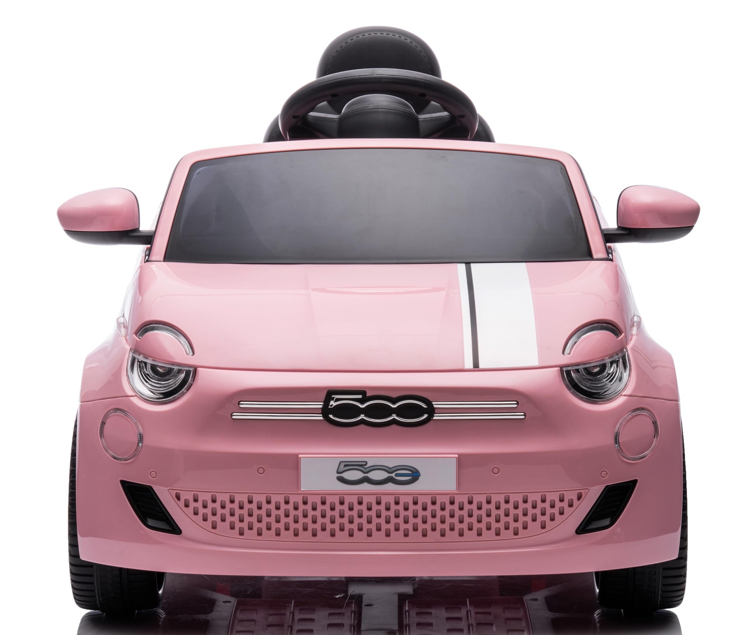 Macchina Elettrica per Bambini 12V Fiat 500 Auto Giocattolo Full Optional con Telecomando Parentale Soft Start e Cintura di Sicurezza (Rosa)