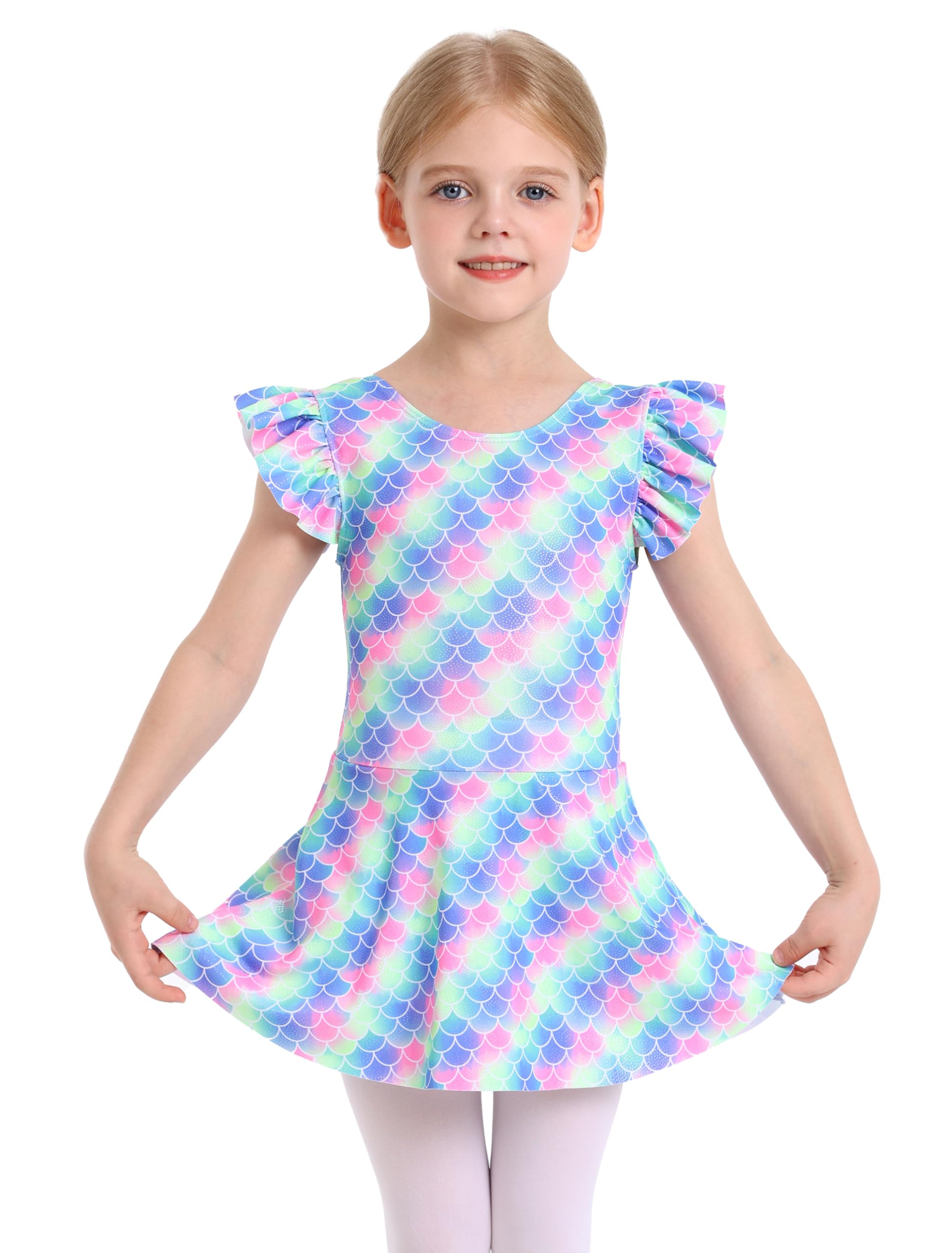 MdnMd Toddler Ballet Leotards for Girls Dance Leotards with Skirt Gymnastic Ballerina Outfit Dress Classic Short Sleeve