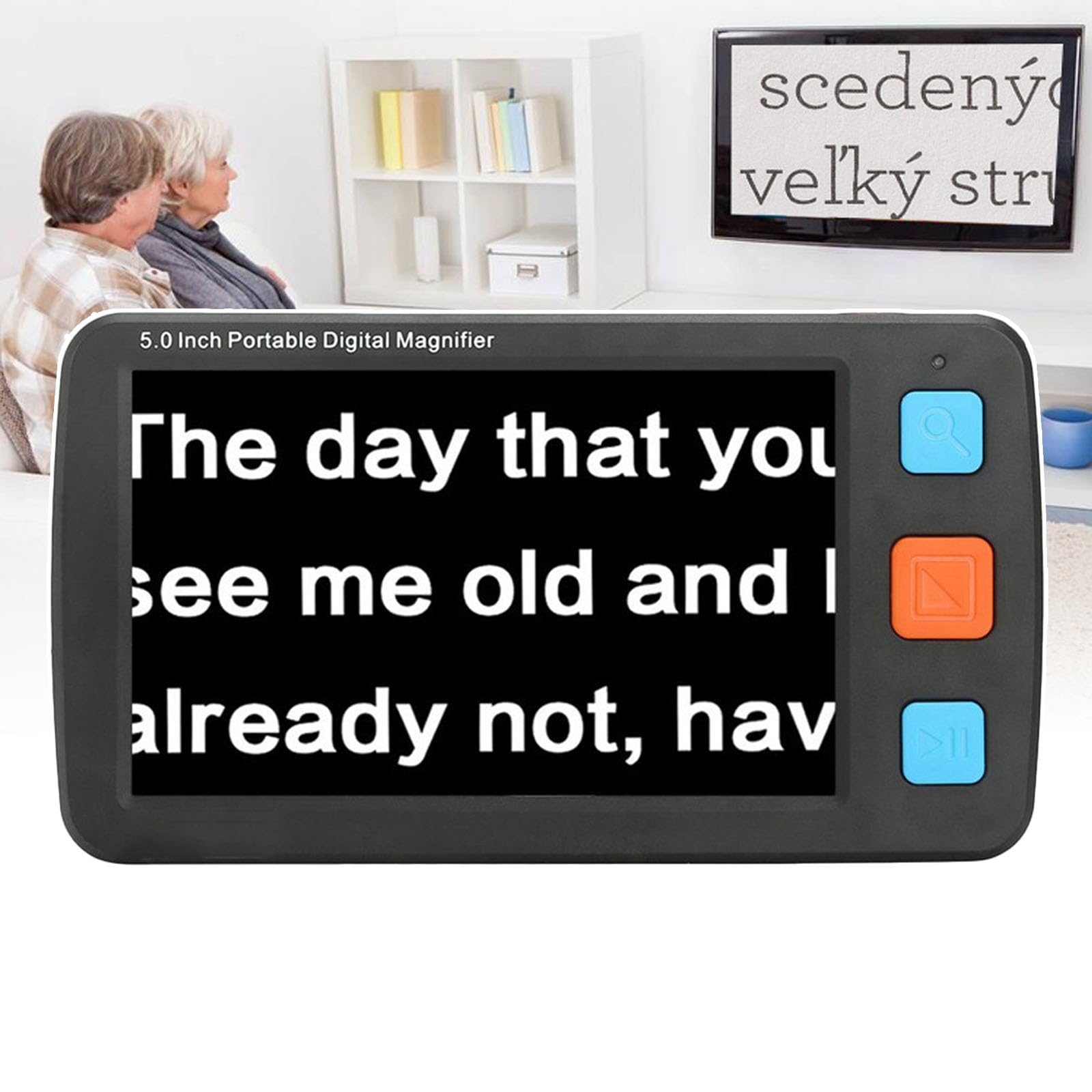 5-Inch Digital Video Magnifier (3-48X), Reading Aid for Seniors (Stand), 17 Color Modes + 4H Battery Life, TV Output/Max 32GB Memory (Photograph), for Low Vision,Black