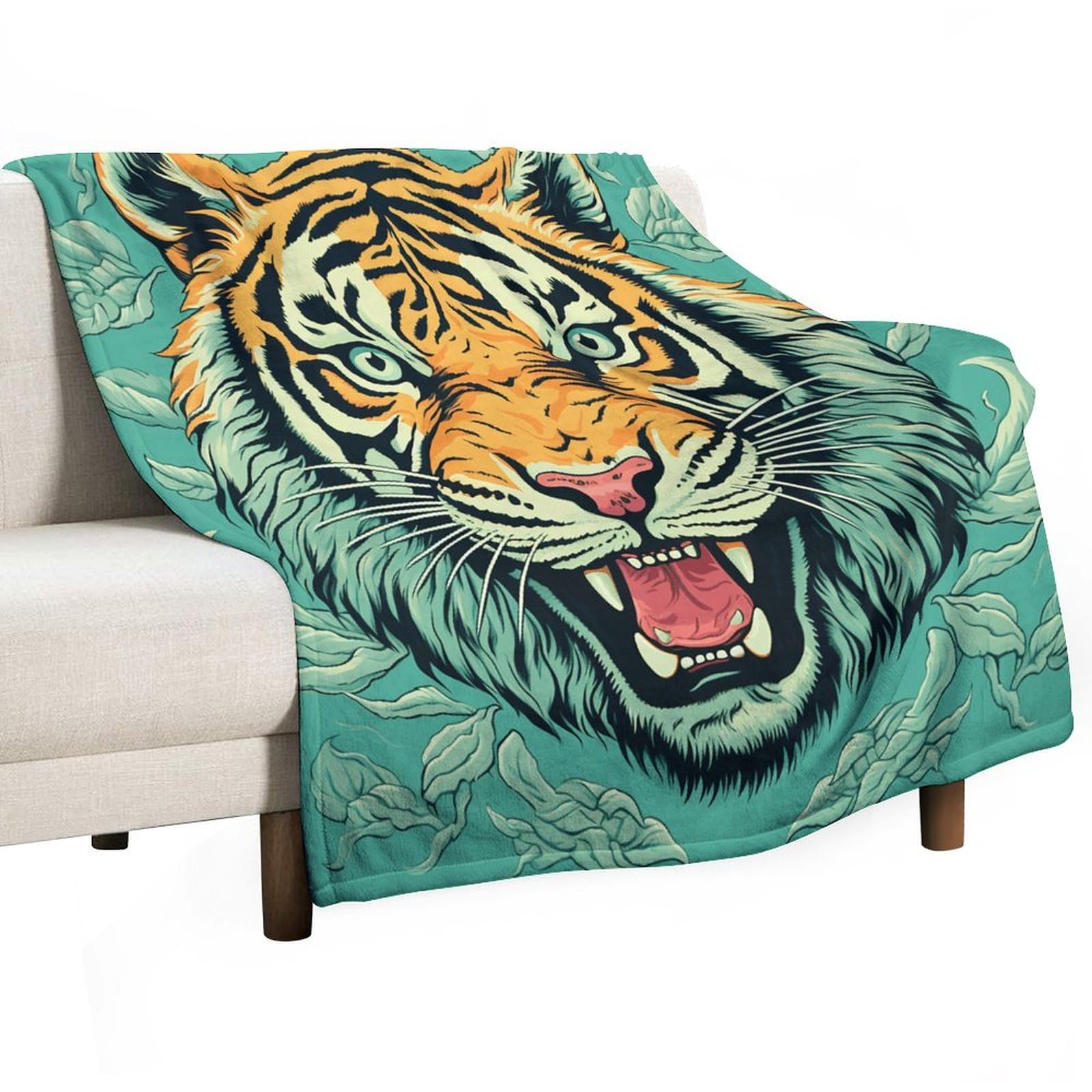 Plaid flanelle tigre doux contre le froid pour des soirées cocooning