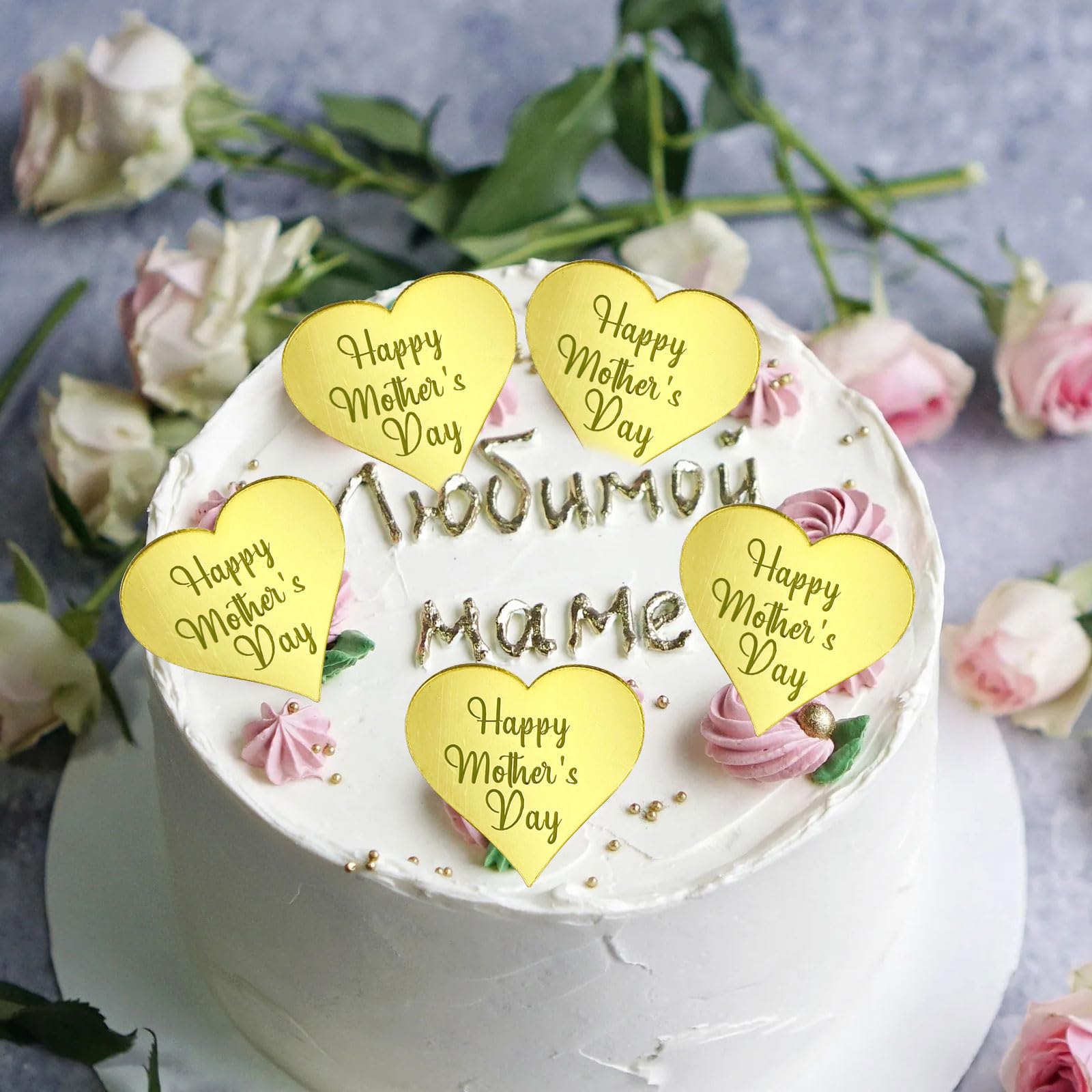 12-Piece Mother’s Day Cake Topper Set – Acrylic “Best Mom Ever” Decorations For Cupcakes & Cakes