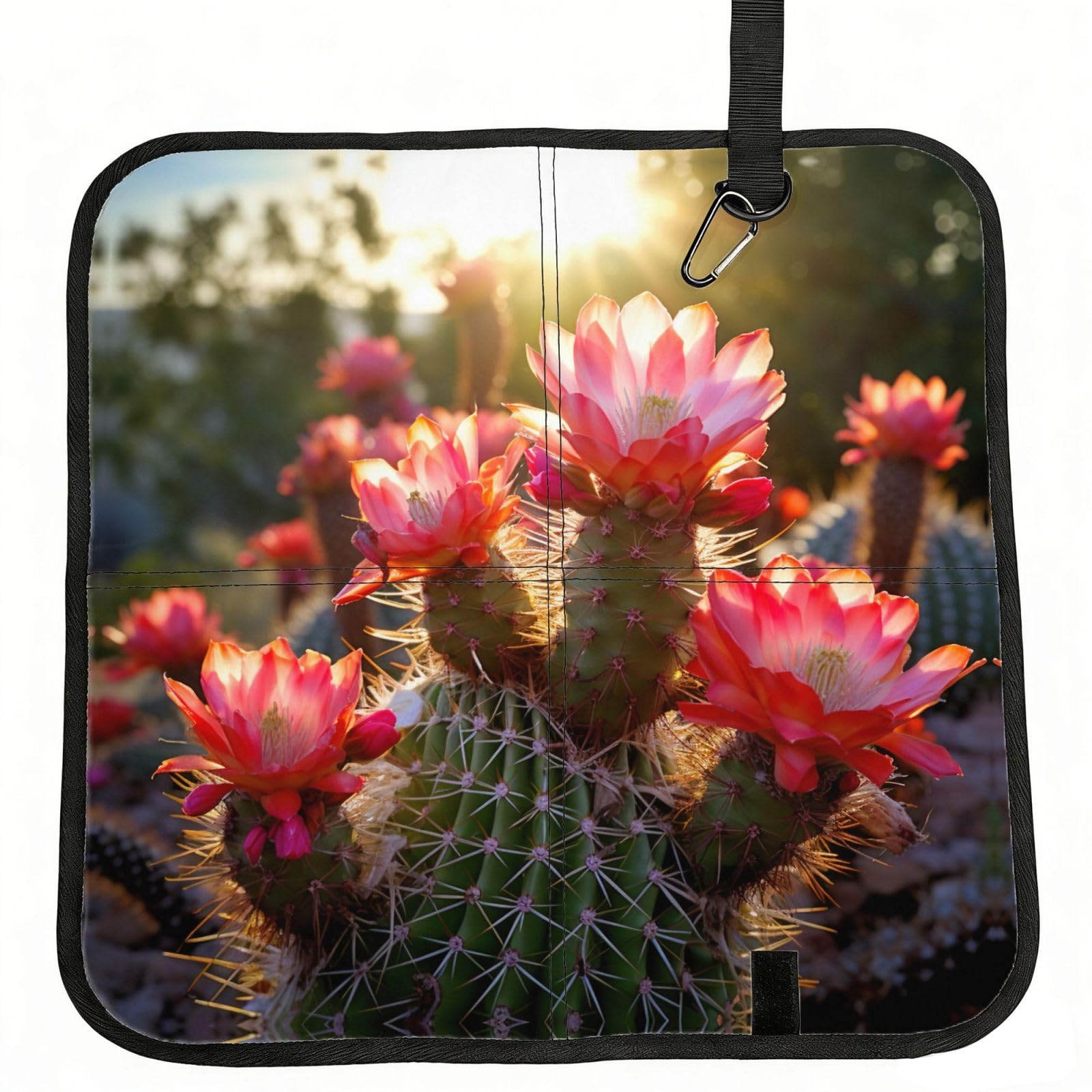 YGLHBDPBF Fresh Blooming Cactus Print Camping seat cushion,Foldable Sitting Pads,Save Backpack Space for Hiking