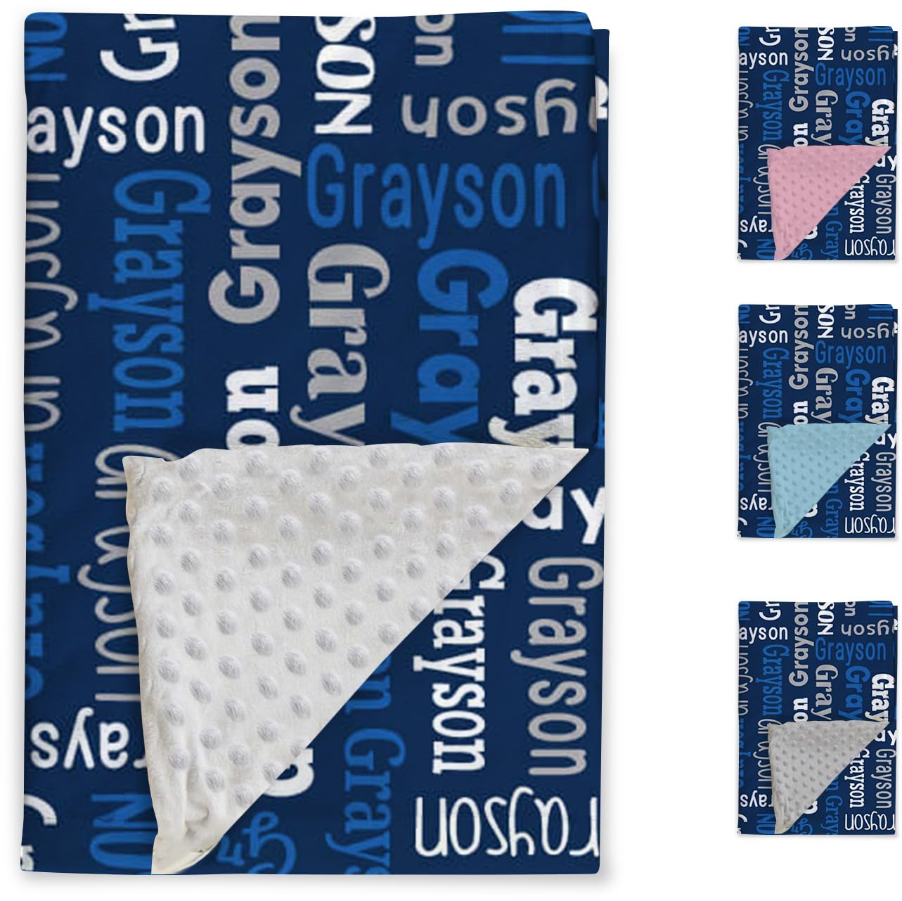 Custom Baby Blanket - Personalized Names Design - Soft Plush Blanket with Double Layer Dotted Backing for Boys Girls Color05(30x40 inches)