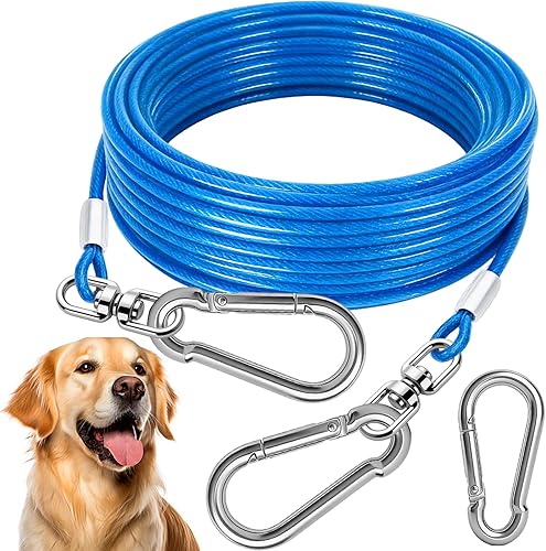 Dog Tie Out Cable - Heavy Duty Dog Chain for Yard, Blue/Purple/Green/Pink Outdoor Tether & Leash, 10/15/20/30Ft,Lead for Dogs Outside