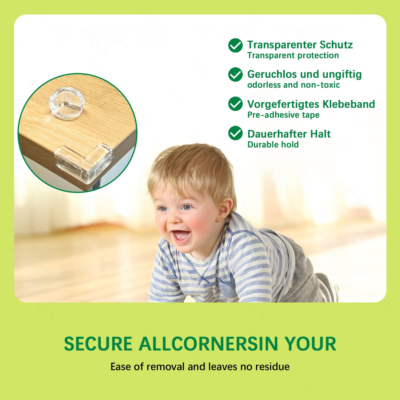Avigers 21 Pièces Coin de Table Protection Bebe, Protection Meuble Bébé avec Forte Adhérence, Protège-Coins de Table, Pare-Chocs de Sécurité pour Bords Transparents 9 R et 12 L