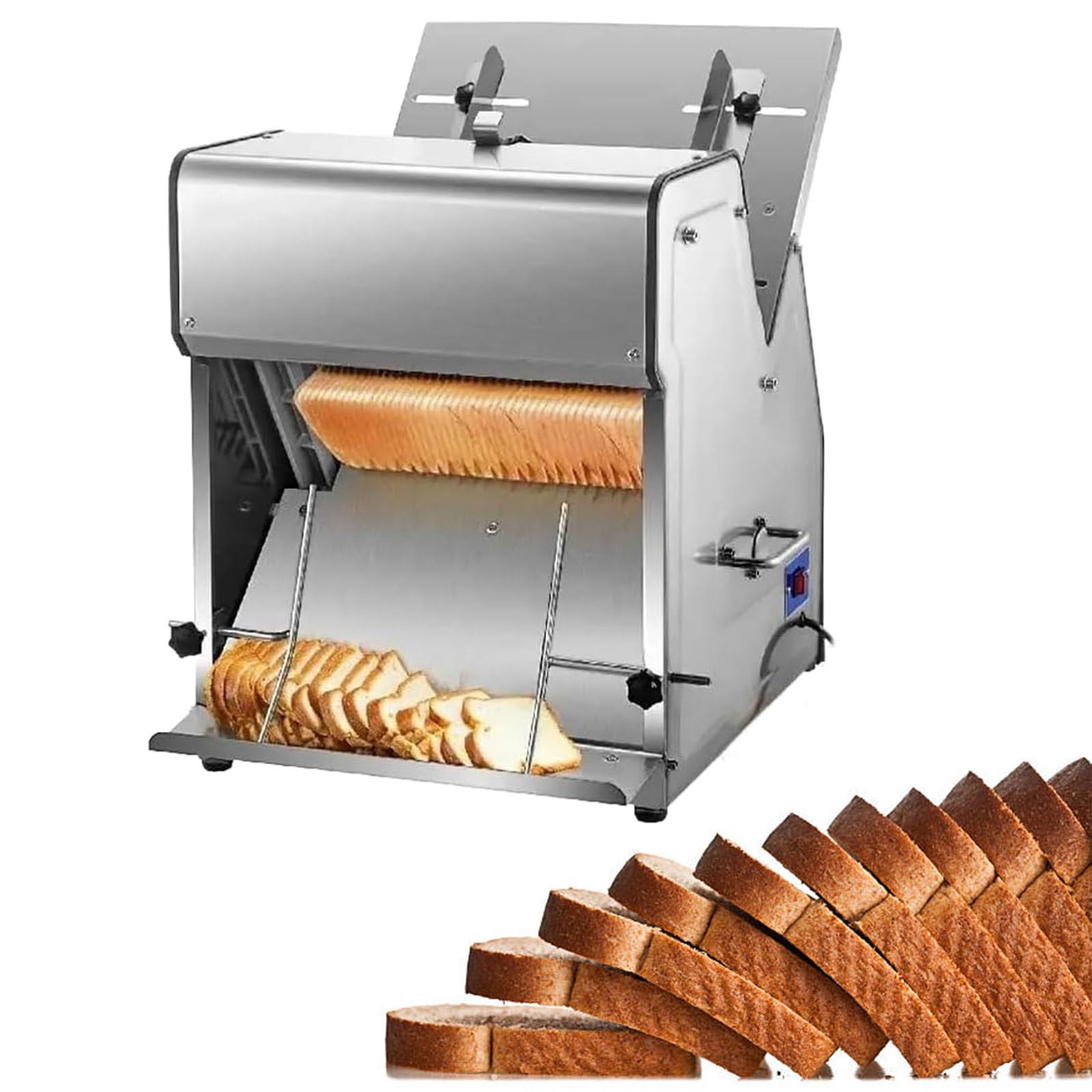 YXZQLOZ Commercial-grade electric bread slicer—precision 12mm slicing (yields 31 slices); for delis, homemade bread, and small businesses.