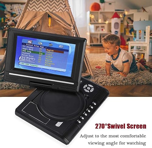 Miniatura 7 de VBESTLIFE - Reproductor de DVD portátil de 7 pulgadas para coche, CD, TV, función de juego, pantalla de 169 grande, memoria con batería recargable