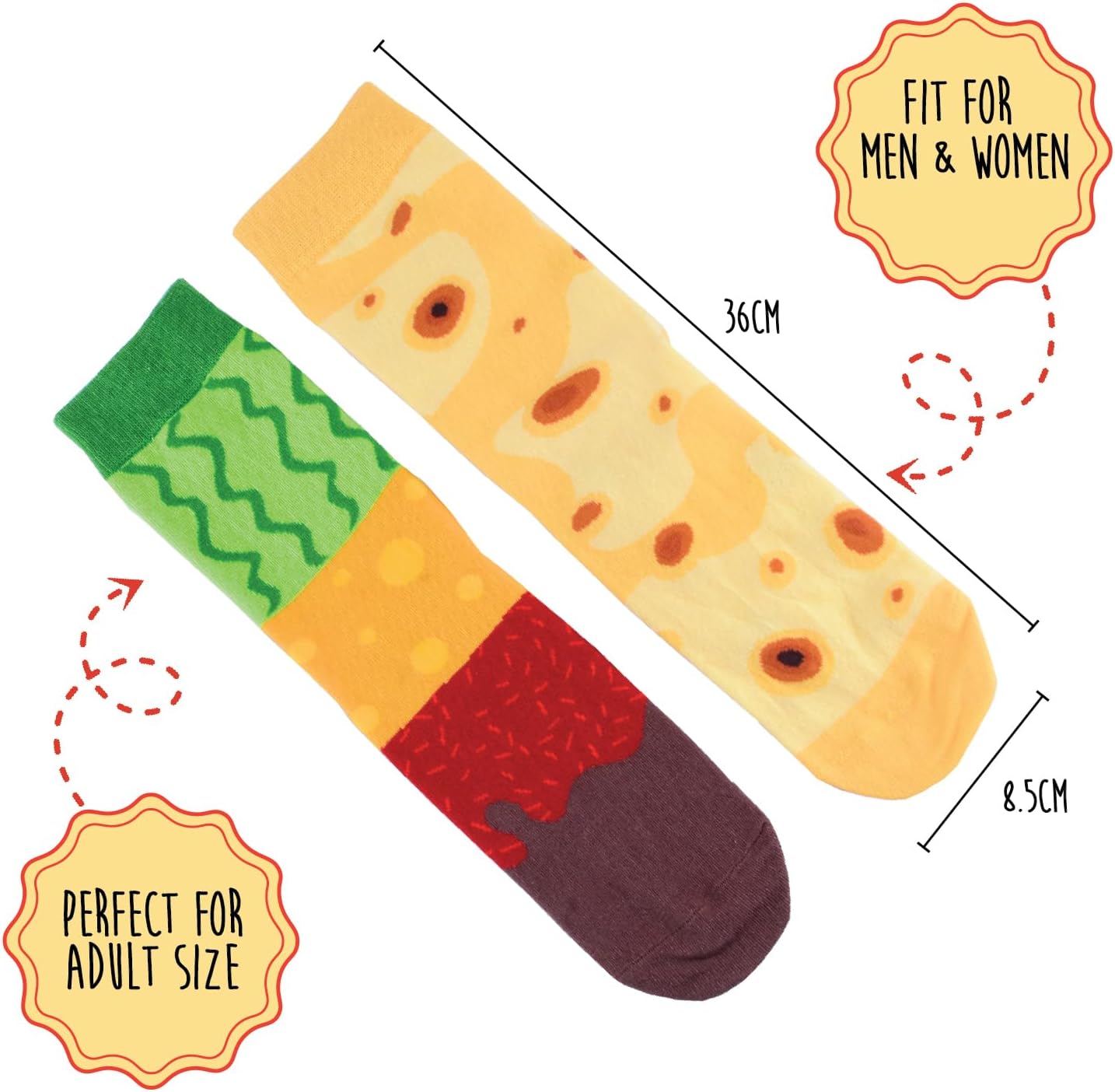 2 Pairs Burrito Socks – One Size Fits Most. Funny Novelty Taco Food Socks, Fun Gift for Men and Women, Crazy Funky for Taco Lovers, Valentine Gift Idea - Image 3