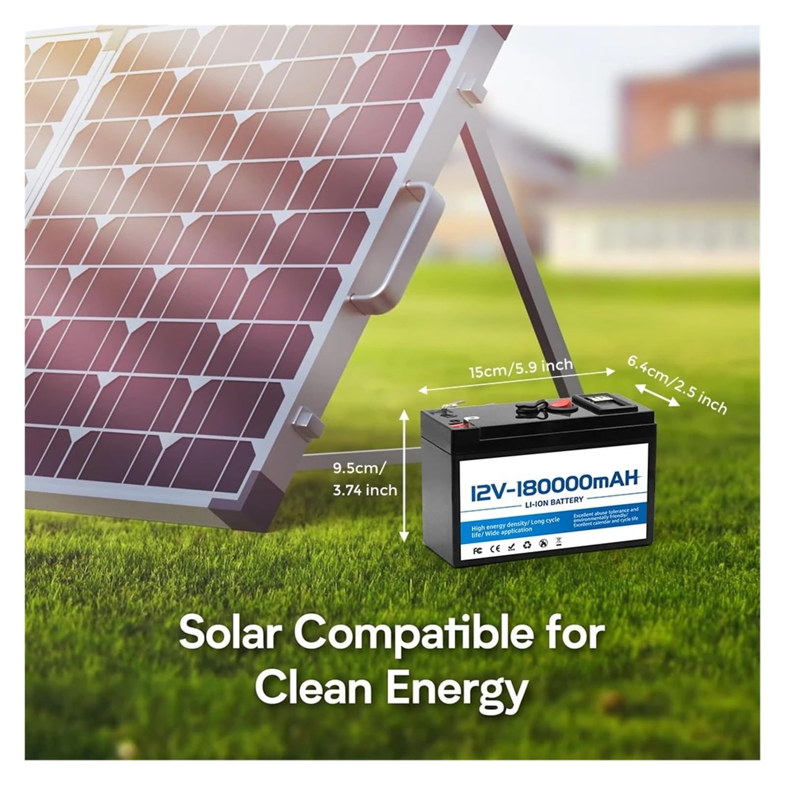 Batterie Au Lithium 12 V 180 Ah LiFePO4 Avec BMS Intelligent – ​​Idéal For L'énergie Solaire, Les Camping-cars, La Marine Et Le Stockage D'énergie Domestique Hors Réseau.(12v Lithium 100Ah)