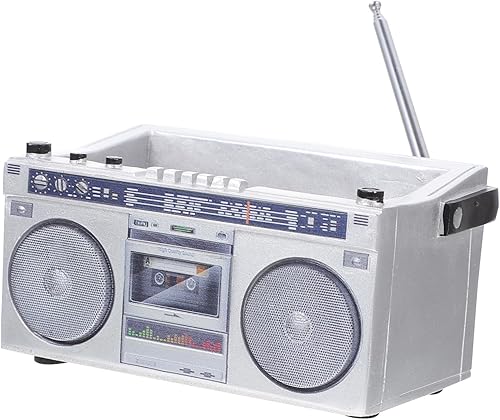 Luxshiny Maceta creativa de resina con grabadora retro para decoración del hogar, contenedor de plantas verdes de escritorio único, elegante maceta