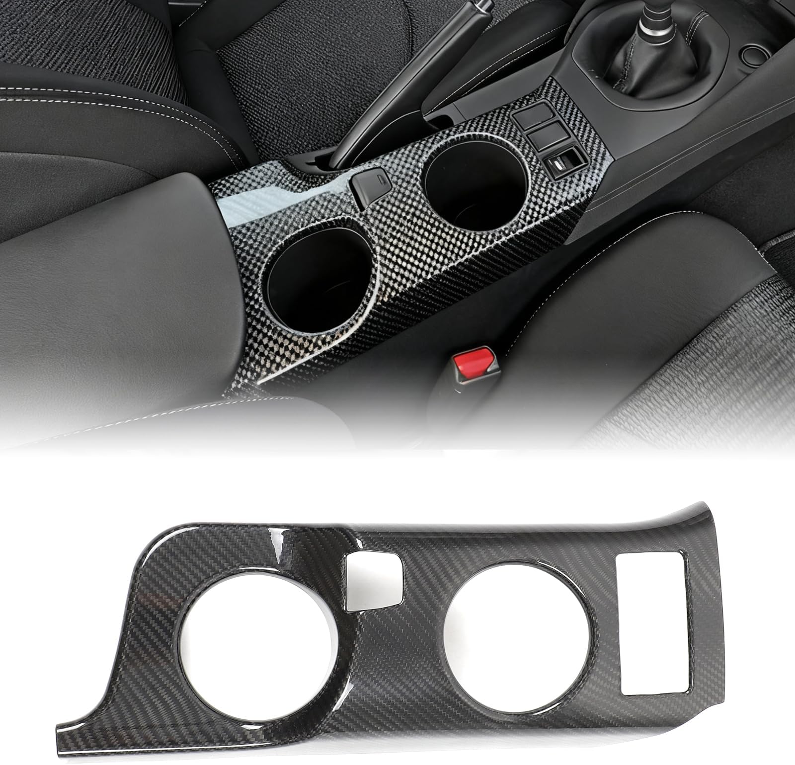 - Central Control Cup Gear Shift Panel Trim Cover Compatible with Nissan Z RZ34 400Z Fairlady Z 2022-2025 Real Carbon Fiber Console Panel Cover Anti-Scratch Decorative Frame (Black)