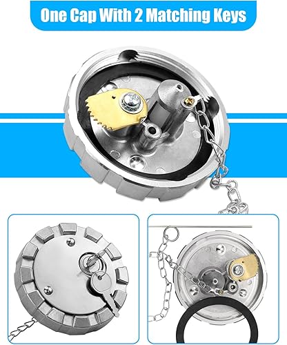 Miniatura 4 de ULZOZN Tapa de combustible diésel con bloqueo para rosca de campo de 3 12 pulgadas, 5.5 TPI ventilado para semirremolques tanque de combustible con