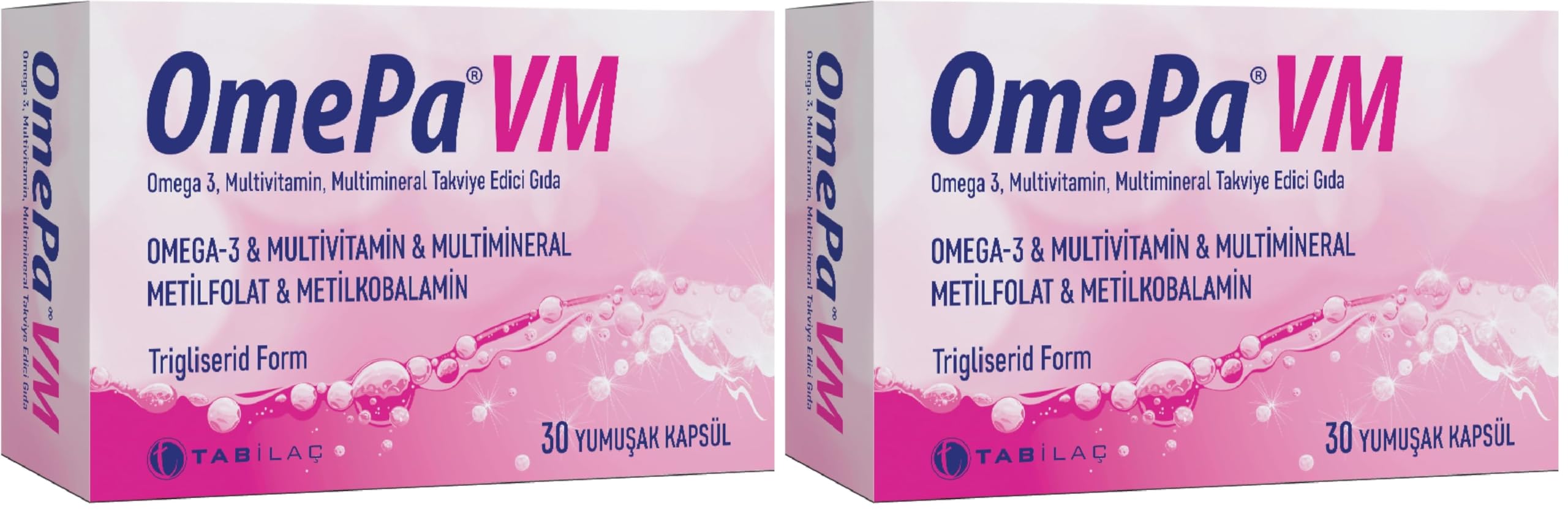 Omepa VM 30 Yumuşak Kapsül Multivitamin Balık Yağı Omega 3 (2 paketi)