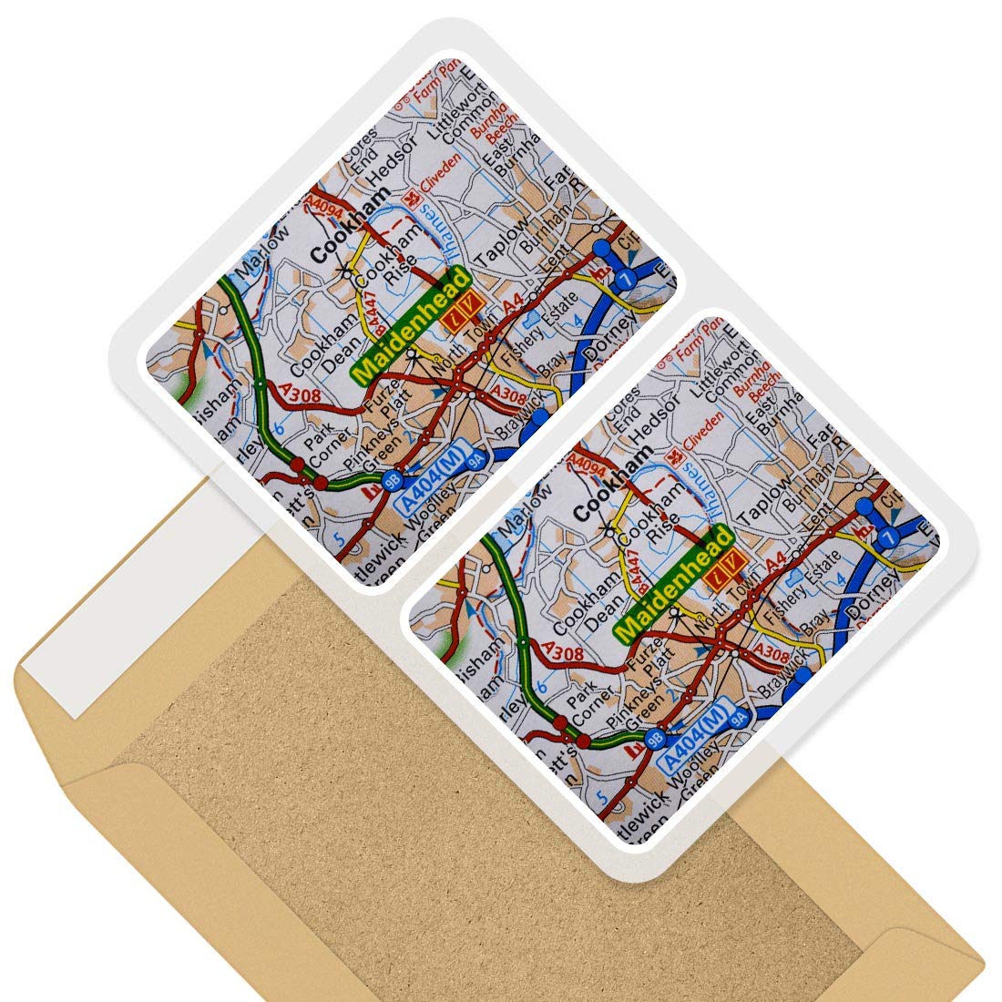 Rectangle Stickers (Set of 2) 10cm - Maidenhead England Travel Map UK Decals for Laptops,Tablets,Luggage,Scrap Booking,Fridges, 45650