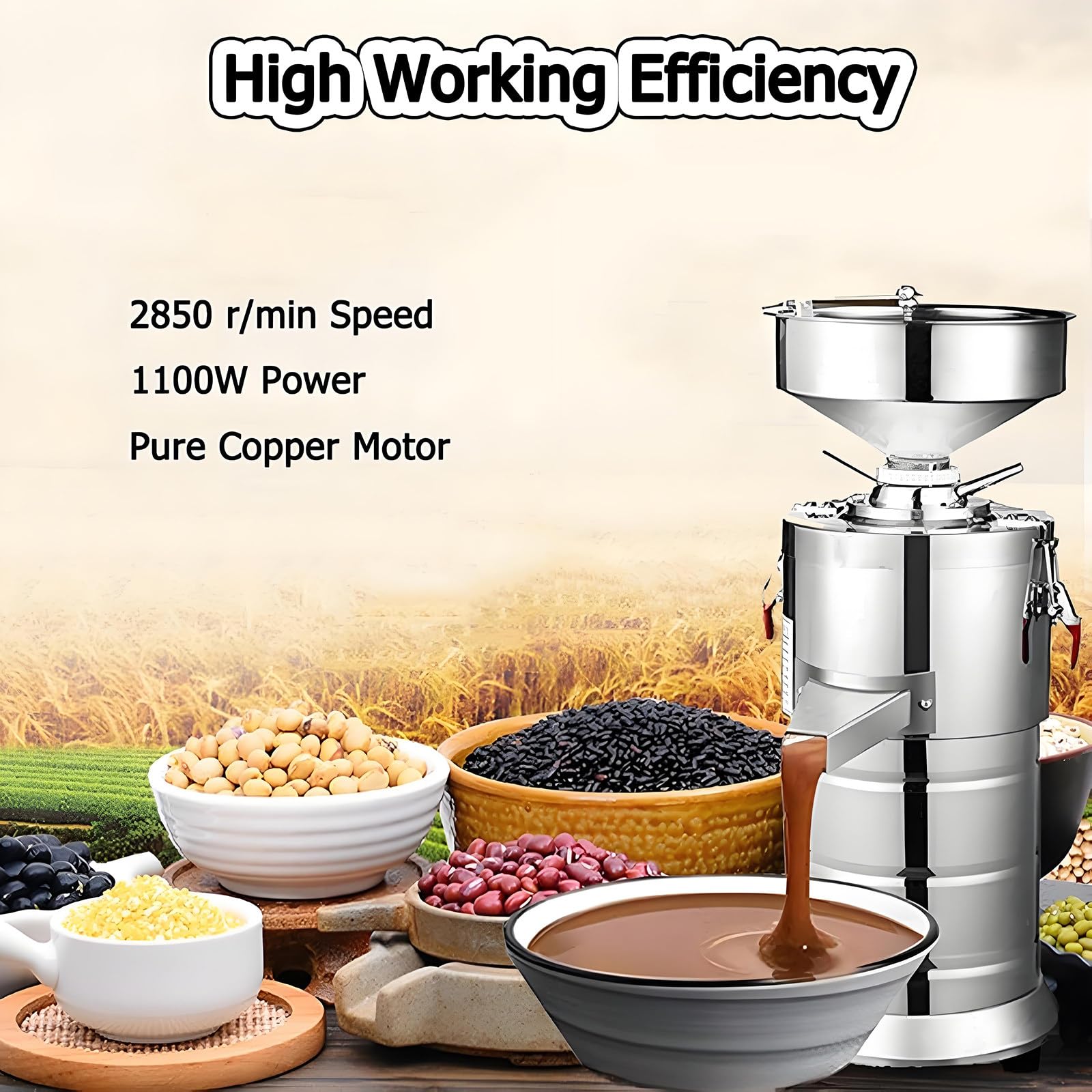 Erdnuss-Sesam-Mahlmaschine, Edelstahl-Erdnussbutter-Maschine, Home/Commercial Grinder für Erdnuss, Cashew-Nuss, Sesam - 15 kg/h Kapazität