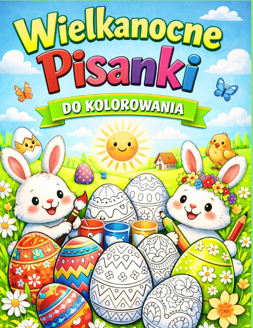 Wielkanocne Pisanki do Kolorowania: Kolorowanka dla dorosłych z dużymi jajkami i dekoracyjnymi wzorami