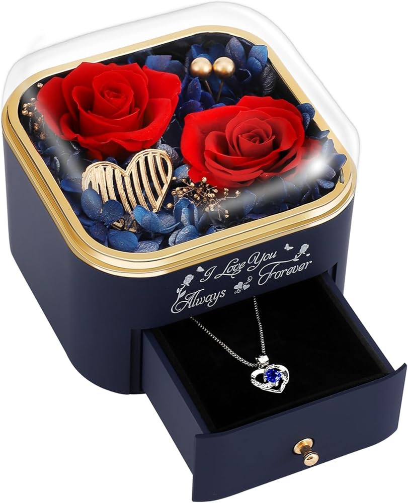 Fleur Éternelle JEWELRY CASE MINI Amazon.com: minstely Preserved Roses Jewelry Box with Heart