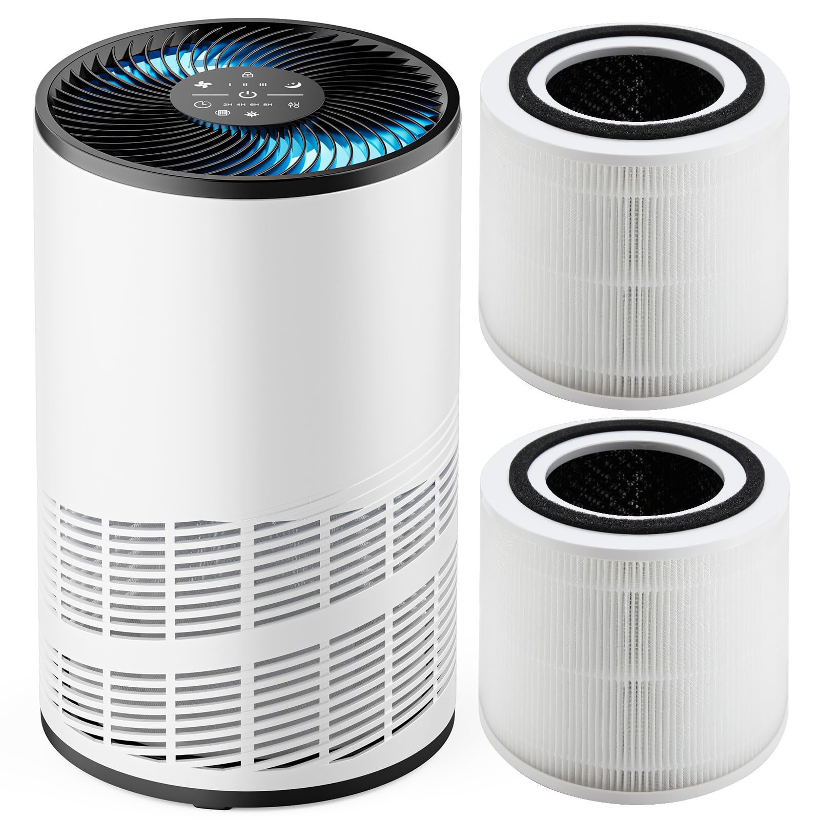 Air Purifiers for Home Large Room Pets Odor Fur in Bedroom, Covers Up To 1,200 Sq Ft, 3-in-1 HEPA Air Filter with Quiet Sleep Mode for Removing Smoke, Dust & Pollutants, 2 New Filters