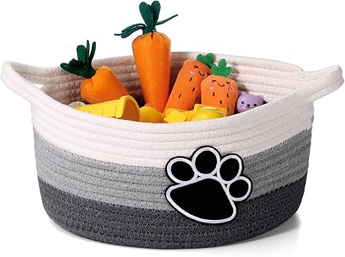 Miniatura 1 de Lindo contenedor organizador de almacenamiento para habitación del bebé con asas, tejido pequeño, 11.8 x 11.81 x 5.91 pulgadas (gris)