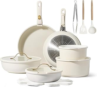 CAROTE 19pcs Pots and Pans Set, Nonstick Cookware Set, Kitchen Cookware Sets with Removable Handle, RV Cookware Set, Oven Safe