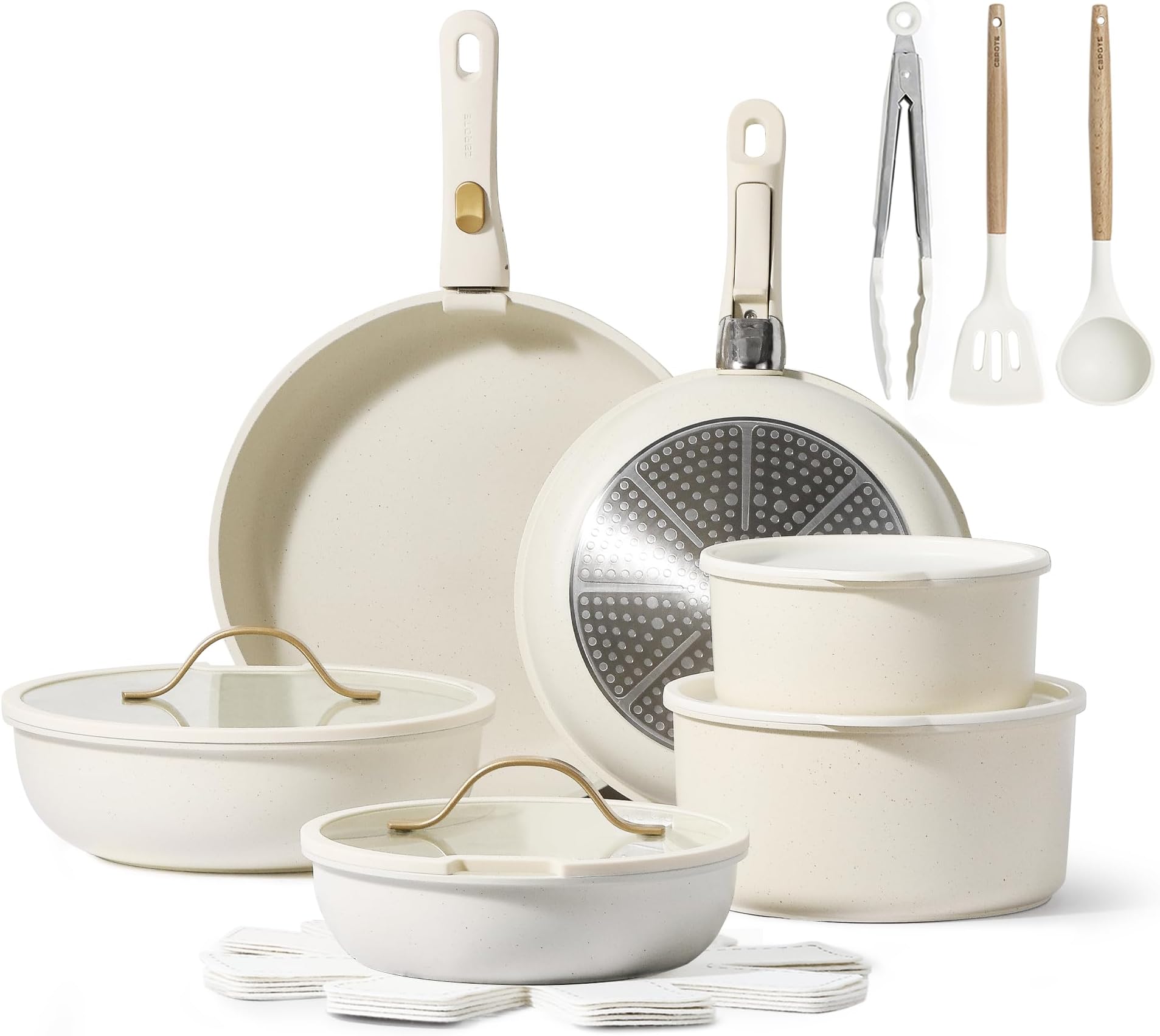 CAROTE 19pcs Pots and Pans Set, Nonstick Cookware Set, Kitchen Cookware Sets with Removable Handle, RV Cookware Set, Oven Safe