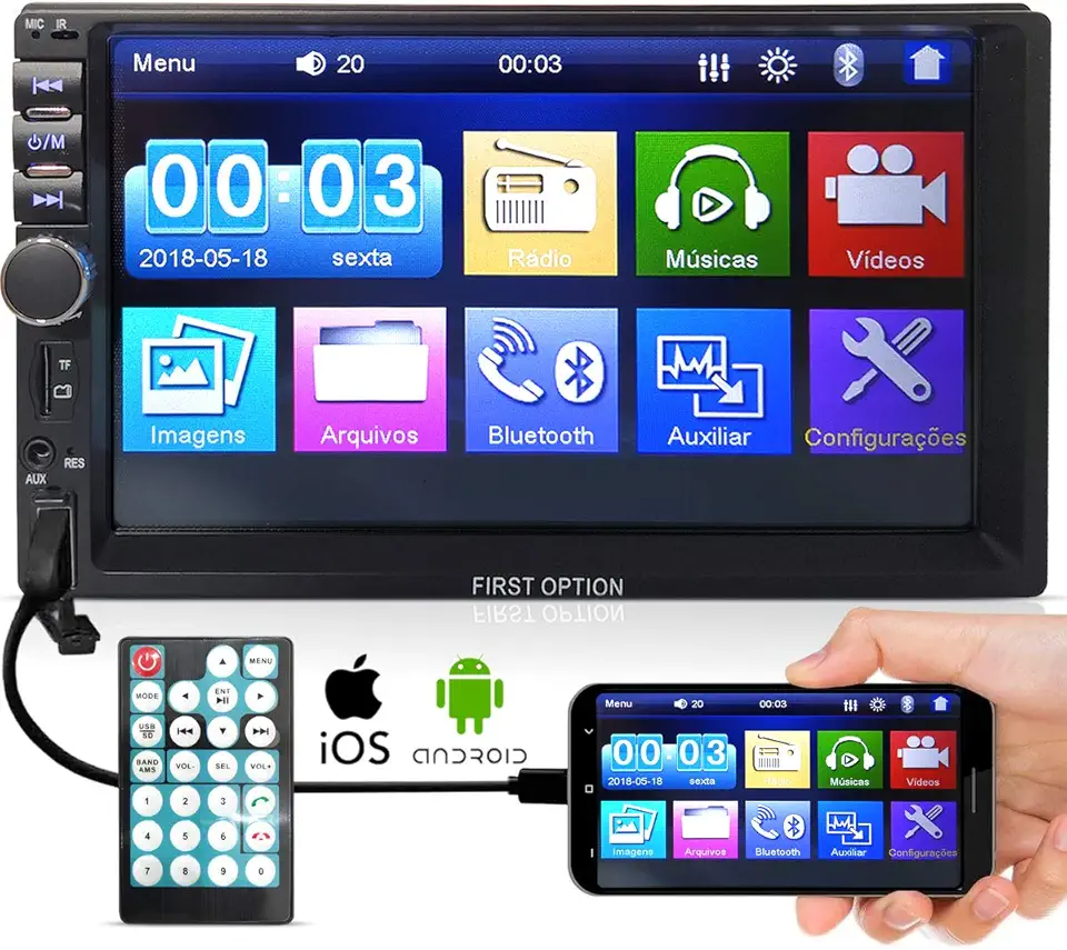 Central Multimídia Mp5 First Option 7810H Universal 2din Bt Usb Fm Leitor SD