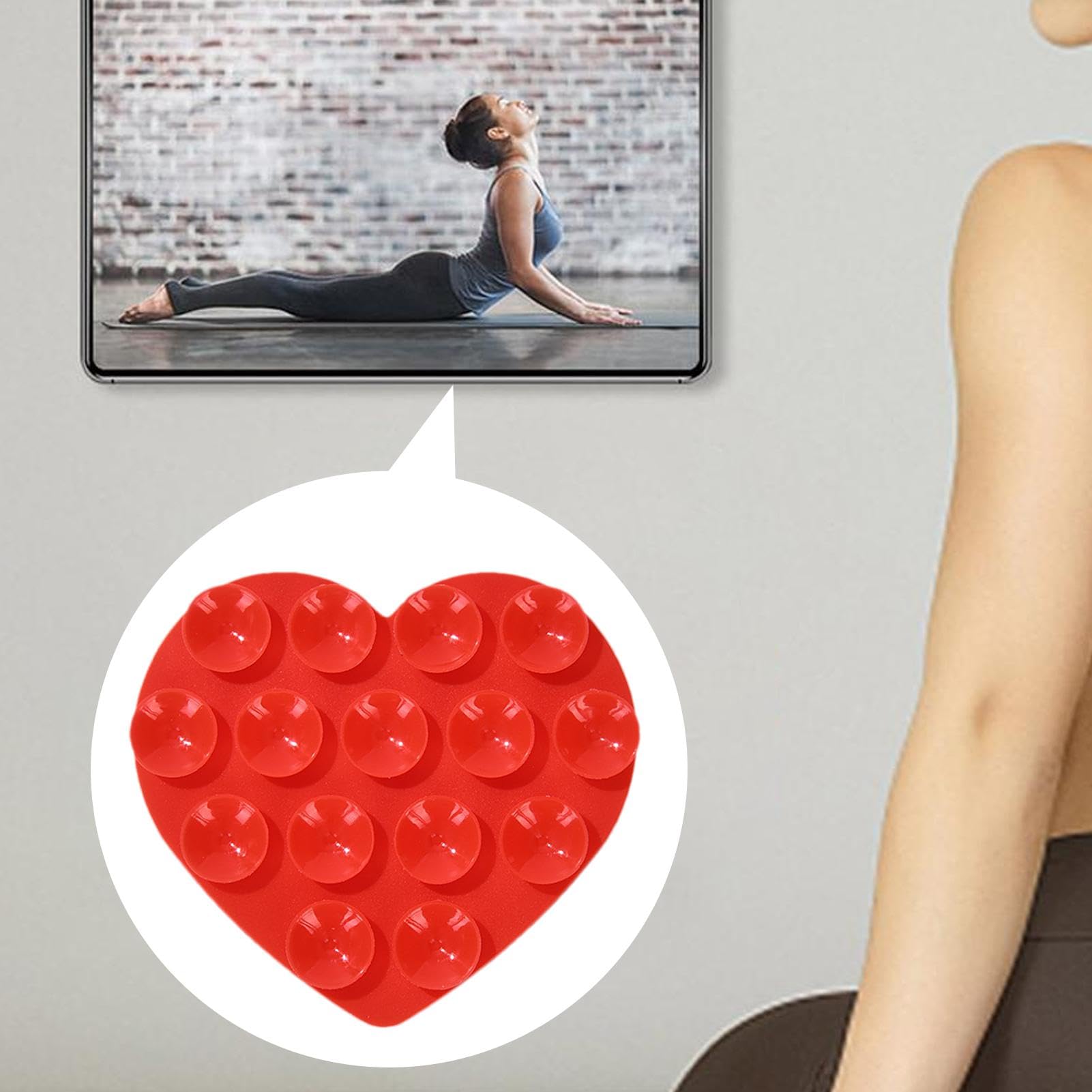 Ventosa A Forma Di Cuore Per Cellulare - Doppia Presa In Silicone Per Un'Adesione Forte E Sicura (Colore Rosso) - Foto 9