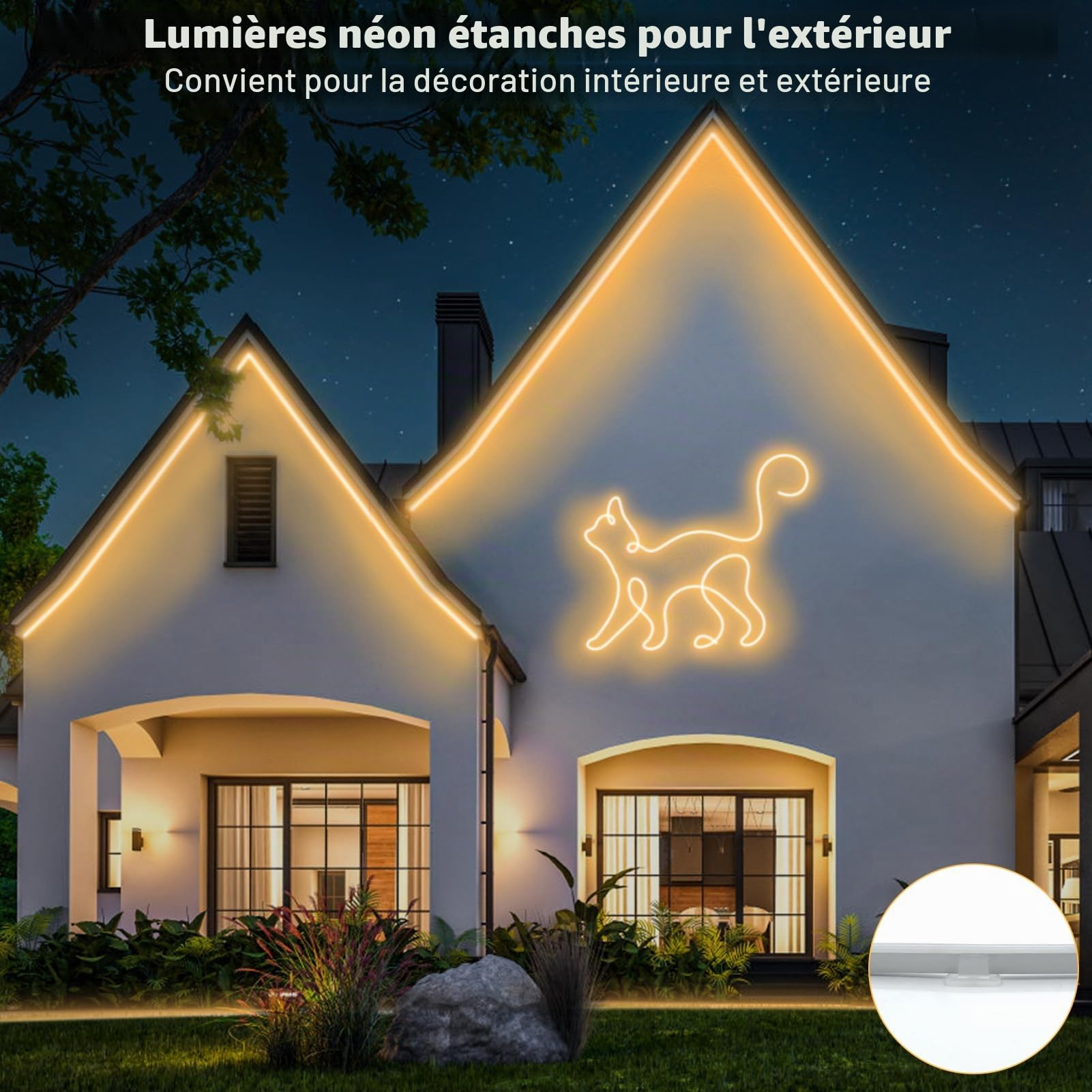 CCILAND 20M Ruban LED Flexible Néon Bande 2400 LEDs Blanc Chaud Neon Strip Lights Outdoor IP67 Silicone Avec minuterie et variateur d'intensité