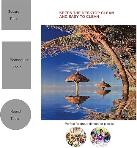 Miniatura 3 de Apartment Decor Manteles De Mesa De Tela para Fiestas Blue Brownsmall Picnic Table Washable Water Resistance 54 X 54 Inch