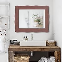 Vista 6 de Espejos ondulados para pared, rectangular, marco de madera, espejo Brouwn vintage, para colgar en la pared, para sala de estar, dormitorio